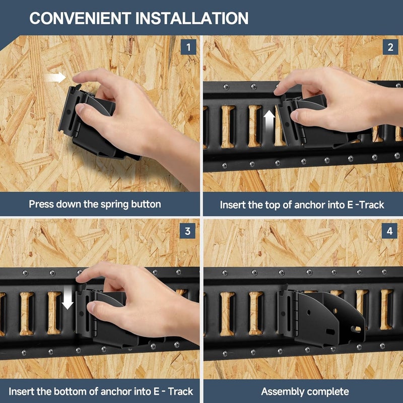Onesnt 4 Pack E-Track Swivel Wood Beam End Socket Shelf Brackets |E Track Accessories for Enclosed Trailer, Van, RV, Cargo Trailer, Cargo Control, Shelf - Image 5